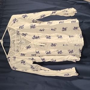 White Floral Blouse, XS